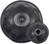 Handpan Drums Sets D Minor 17 Notes 22 Inches Steel Hand Drum with Soft Hand Pan Bag, 2 Handpan Mallet,Handpan Stand,Black,22 Inch 17 Notes