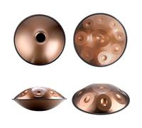 Handpan Drums Sets D Minor 9 notes D3 A Bb C D E F G A Percussion Instrument Steel Drums 440hz 22 inches Handpan Meditation Entertainment 10 notes with Hand Drum Stand (Color : Gold, Size : 10 notes