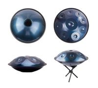 Handpan Drums Sets D Minor 9 notes D3 A Bb C D E F G A Percussion Instrument Steel Drums 440hz 22 inches Handpan Meditation Entertainment 10 notes with Hand Drum Stand (Color : Blue, Size : 9 notes