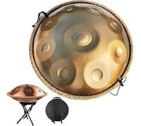 Handpan Durable Adult Drum Instrument In D Minor Premium Steel Hand Pan 9 Notes/10 Notes/12 Notes Brass Surface For Meditation Gift(9 notes,Gold-432Hz)