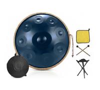 Handpan Instrument 22 Inch D Minor 9 10 12 Notes, 432Hz 440Hz Frequency for Chakra Balancing Sound Bath Therapy, Professional Steel Hand Drum with All Essentials(Blue,440HZ/9Note)