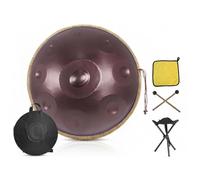 Handpan Instrument 22 Inch D Minor 9 10 12 Notes, 432Hz 440Hz Frequency for Chakra Balancing Sound Bath Therapy, Professional Steel Hand Drum with All Essentials(Purple,440HZ/9Note)