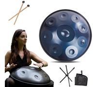 Handpan Instrument - 22 Inch Steel Tongue Drum with Drum Holder - 432Hz/440Hz 9/10/12 Notes for Sound Healing