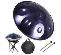Handpan Instrument 9/10/12-Notes 22-Inch 440Hz Handpan Drums for Adults Hand Pan Steel Drum Set D Minor Kurd with Soft Bag, 2 Mallets, Stand for Meditation & Outdoor Performances(Deep purple,10-note)