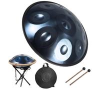 Handpan Instrument 9/10/12-Notes 22-Inch 440Hz Handpan Drums for Adults Hand Pan Steel Drum Set D Minor Kurd with Soft Bag, 2 Mallets, Stand for Meditation & Outdoor Performances(Blue,9-note)