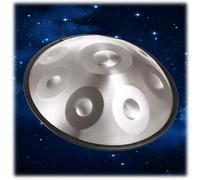 Handpan Instrument for Adults 22 Inches D Minor Kurd, 440Hz 9/10/12 Notes Hand Pan Steel Drum for Performance, Beginners with Soft Bag, 2 Mallets, Stand(Silver,12-note)