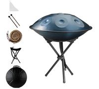 Handpan Instrument for Beginners, 432Hz/440Hz Steel Drum 22 Inches, 9/10/12 Notes with Hammers and Soft Bag, for Meditation, Sound Healing and Professional Performance(Silver,440HZ/12Note)