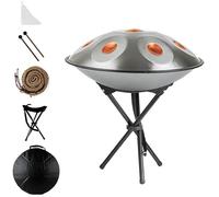 Handpan Instrument for Beginners, 432Hz/440Hz Steel Drum 22 Inches, 9/10/12 Notes with Hammers and Soft Bag, for Meditation, Sound Healing and Professional Performance(Gold-Silver,440HZ/12Note)