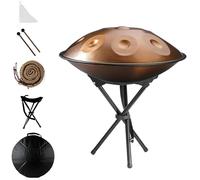 Handpan Instrument for Beginners, 432Hz/440Hz Steel Drum 22 Inches, 9/10/12 Notes with Hammers and Soft Bag, for Meditation, Sound Healing and Professional Performance(Gold,432HZ/9Note)