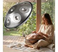 Handpan Musical Instrument in D Minor Steel Percussion for Adults Tuned 432Hz 440Hz 9 10 12 Note Handpan Drum Designed for Meditation Yoga and Music Practice 22 Inch(Silver,432HZ/10 Note)