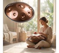 Handpan Musical Instrument Steel Percussion in D Minor for Adults 9 10 12 Note Tuned 432Hz 440Hz Handpan Drum Designed for Meditation Yoga Music Practice Sound 22 Inch(Gold,440HZ/12 Note)