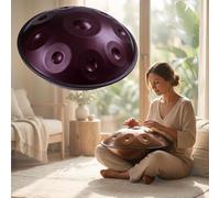 Handpan Musical Instrument Steel Percussion in D Minor for Adults 9 10 12 Note Tuned 432Hz 440Hz Handpan Drum Designed for Meditation Yoga Music Practice Sound 22 Inch(Purple,440HZ/12 Note)