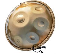 Handpan Steel Drum 432Hz, Golden Handpan Drum Percussion in D Minor with 9/10/12/14 Notes 22 Inch, Includes Handpan Case and Stand, Heavy Duty Set