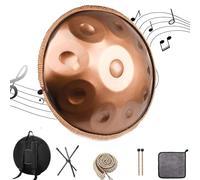 Handpan Steel Drum,9/10/12 Notes 22 Inch Steel Tongue Drum,Harmonic Percussion For Sound, Personal Meditation,Yoga(Size:10 Notes,Color:gold)
