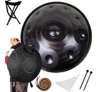 Handpan Steel Drum D Minor Kurd 432/440Hz 9/10/12 Notes Hand Drum Instrument, 22 Inches Adults Hand Pan Drums with Soft Bag, Mallets, Stand(Blue,440HZ/10Note)