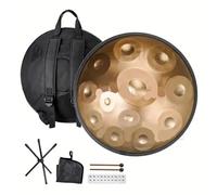 Handpan Steel Drum Gold Handpan Tongue Drum, Stainless Steel, D major, Yoga Meditation Instrument,Nitriding, 12notes,22 ", 432, 440Hz(432Hz 22inch 12notes)