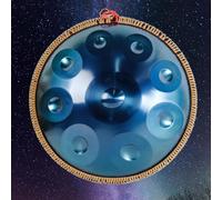 Handpan Steel Drum, Golden Percussion, 22 Inch in D Minor with Soft Case, Durable Stand, and Dust-Free Cloth, 9/10/12/14 Notes