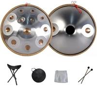 Handpan Steel Drum Percussion Instrument with Bag, String Decoration and Chopsticks for Meditation, Yoga, Zen - Perfect for Quiet Reflection and Relaxation