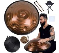 Handpan Steel Drum Professional Instrument in D Minor 432Hz/440Hz Hand Pan Drum Harmonic Percussion with Ethereal Sound Great for Sound Healing Meditation and Relaxation(B 440Hz,12Notes)