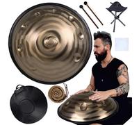 Handpan Steel Drum Professional Instrument in D Minor 432Hz/440Hz Hand Pan Drum Harmonic Percussion with Ethereal Sound Great for Sound Healing Meditation and Relaxation(C 440Hz,10Notes)