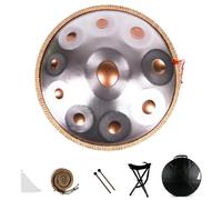 Handpan Steel Drum Professional Instrument in D Minor 432Hz/440Hz Hand Pan Drum Harmonic Percussion with Ethereal Sound Great for Sound Healing Meditation and Relaxation(440Hz,9Notes)