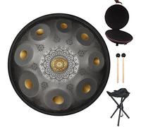 Handpan Steel Drum with High-end Hard-Shell Backpack, Unique & Beautiful Laser Engraving Pattern Design, Professional 22 Inches 9 Notes D Minor Heavy Drum Instrument for Music Enthusiast & Beginners