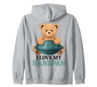 Handpan Teddy Bear Steel Drum Player Zip Hoodie