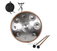 Handpan Tongue Drum 9/10/12 Notes 22 Inches Steel Hand Pan Percussion Instruments, Hand Drum Instrument For Adults With Travel Bag For Meditation Yoga Sound Healing(Silver,10 notes(432HZ))