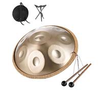 Handpan Tongue Drum 9/10/12 Notes 22 Inches Steel Hand Pan Percussion Instruments, Hand Drum Instrument For Adults With Travel Bag For Meditation Yoga Sound Healing(Gold,10 notes(440HZ))