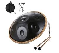 Handpan Tongue Drum 9/10/12 Notes 22 Inches Steel Hand Pan Percussion Instruments, Hand Drum Instrument For Adults With Travel Bag For Meditation Yoga Sound Healing(Black,9 notes(440HZ))