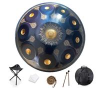 Handpan Tongue Drum - Handpan Instrument 22 Inch Mandala Tank Drum Steel Percussion Drum Instrument With Travel Bag 440hz, D Minor Steel Tongue Drum Percussion Drum Instrument(Blue,12Notes)