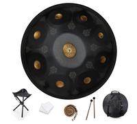 Handpan Tongue Drum - Handpan Instrument 22 Inch Mandala Tank Drum Steel Percussion Drum Instrument With Travel Bag 440hz, D Minor Steel Tongue Drum Percussion Drum Instrument(Black,10Notes)