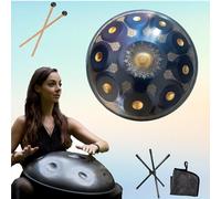 Handpan Tongue Drum - Handpan Instrument 22 Inch Mandala Tank Drum Steel Percussion Drum Instrument With Travel Bag 440hz, D Minor Steel Tongue Drum Percussion Drum Instrument(A,10Notes)