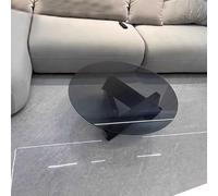 HanDpi Coffee Table, Mid Century Coffee Tables for Living Room Small Coffee Table with Round Glass Top Unique Solid Wood Coffee Table for Farmhouse