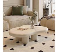 HanDpi Coffee Table - White Irregular Center Table for Living Room, Unique Cloud Top, Floor Table for Small Space Office
