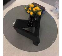 HanDpi Glass Coffee Table for Living Room, Tempered Glass with Sturdy Wooden Frame Unique Round Coffee Tables for Small Space Farmhouse