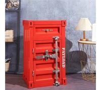 HanDpi Industrial Style Bedside Table with Drawer, Metal Storage Cabinet, Large Capacity Locker Side for Bedroom, Living Room, Restaurant, Bar(Red)