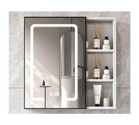 HanDpi LED Lighted Bathroom Mirror Cabinet with Defogger Small Medicine Cabinet with Open Storage Shelving Over The Toilet Storage Organizer (White 60")