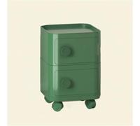 HanDpi Mobile End Table, Round Bedside Table with Wheels, Plastic Nightstand, Multifunctional Side for Living Room(Green,2 Tiers)