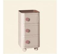 HanDpi Mobile End Table, Round Bedside Table with Wheels, Plastic Nightstand, Multifunctional Side for Living Room(Beige A,3 Tiers)