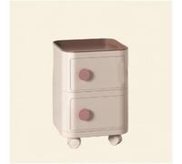 HanDpi Mobile End Table, Round Bedside Table with Wheels, Plastic Nightstand, Multifunctional Side for Living Room(Beige A,2 Tiers)