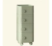 HanDpi Mobile End Table, Round Bedside Table with Wheels, Plastic Nightstand, Multifunctional Side for Living Room(Light-Green,4 Tiers)