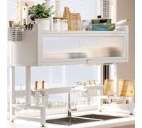 HanDpi Over the Sink Dishes Drainer Dish Drying Rack with Flip Cover, 3-Tiers Kitchen Dishes Storage Shelf Utensil Holder, Storage Basket, Cutting Board Holder, Hook