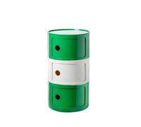 HanDpi Round Nightstand with Drawers, Small ABS Bathroom Cabinet, Bedside Table Storage, Unique End Table, Color-Block Side for Living Room Bedroom (Color : White+Green, Size 3 Tier A)