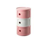 HanDpi Round Nightstand with Drawers, Small Bathroom Cabinet, Bedside Table Storage, Unique End Table, Color-Block Side for Living Room Bedroom (Color : White+Pink, Size 3 Tier B)