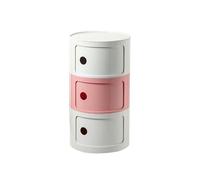 HanDpi Round Nightstand with Drawers, Small Bathroom Cabinet, Bedside Table Storage, Unique End Table, Color-Block Side for Living Room Bedroom (Color : White+Pink, Size 3 Tier A)