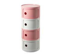 HanDpi Round Nightstand with Drawers, Small Bathroom Cabinet, Bedside Table Storage, Unique End Table, Color-Block Side for Living Room Bedroom (Color : White+Pink, Size 4 Tier)