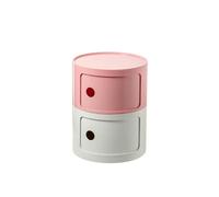 HanDpi Round Nightstand with Drawers, Small Bathroom Cabinet, Bedside Table Storage, Unique End Table, Color-Block Side for Living Room Bedroom (Color : White+Pink, Size 2 Tier)