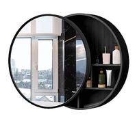 HanDpi Round Sliding Door Mirror Cabinet - Elegant Bathroom Wall Storage, Solid Wood Medicine Cabinet with Mirror, Stylish Living Room Decor, Space-Saving nizer.