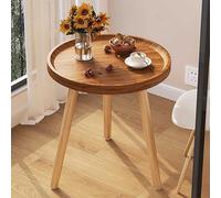 HanDpi Side Table, Small End Table with Storage Shelf, 2-Tier Wood Legs Coffee Tables Living Room for Bedroom, Narrow Spaces